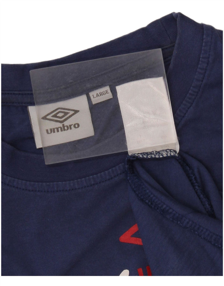 UMBRO Mens Graphic T-Shirt Top Large Navy Blue Cotton
