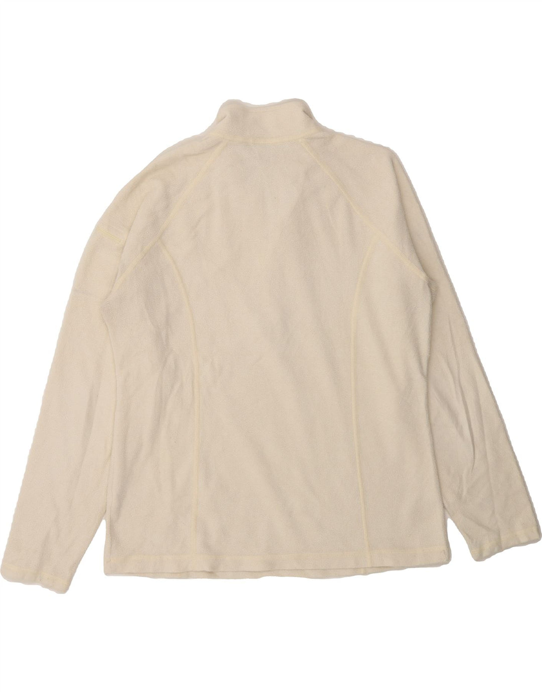 L.L.BEAN Womens Zip Neck Fleece Jumper UK 14 Medium Off White Polyester Vintage L.L.Bean and Second-Hand L.L.Bean from Messina Hembry 