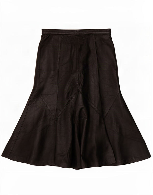 Vintage Womens High Waist Leather Skirt IT 48 XL W30 Black