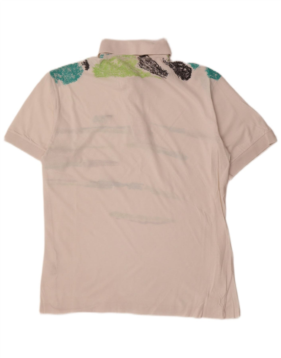Fila Mens Polo Shirt IT 48 Medium Off White Striped