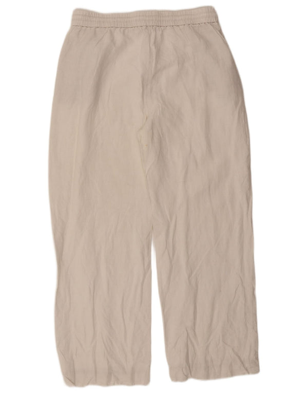 Zara Womens Wide Leg Chino Trousers Large W30 L28 Beige Linen