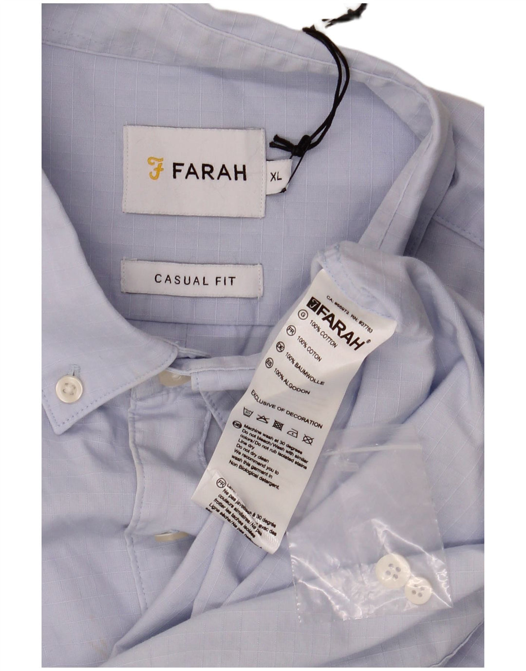 Farah Mens Casual Fit Shirt XL Blue Check Cotton