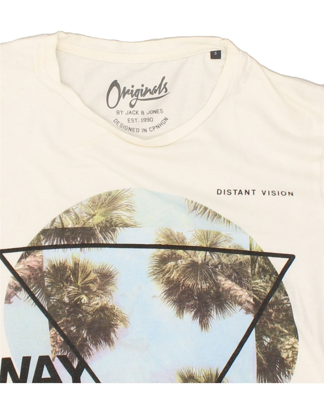 JACK & JONES Mens Graphic T-Shirt Top Small Off White Cotton | Vintage Jack & Jones | Thrift | Second-Hand Jack & Jones | Used Clothing | Messina Hembry 