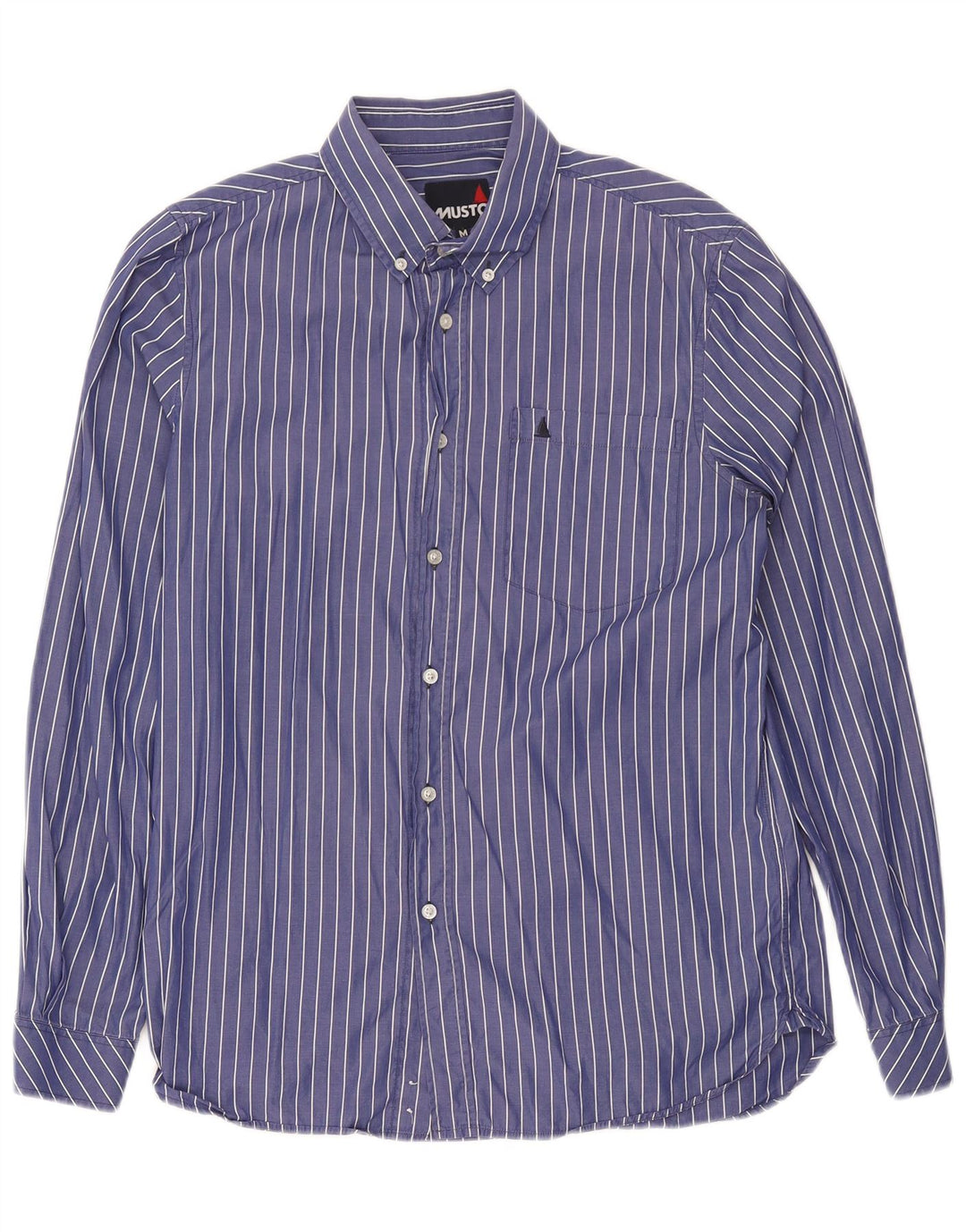 Musto Mens Shirt Medium Blue Pinstripe