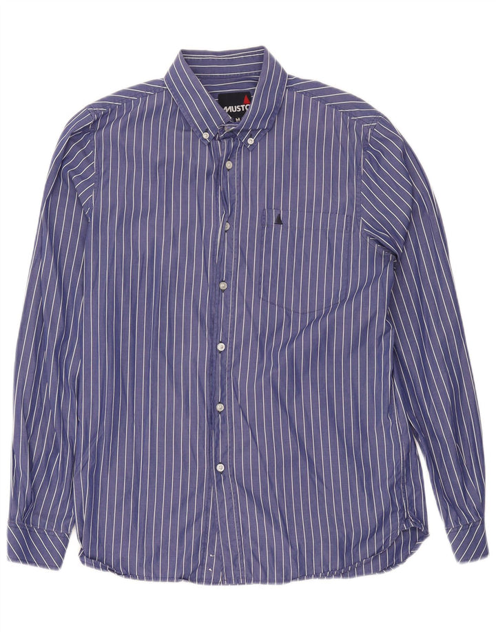 Musto Mens Shirt Medium Blue Pinstripe
