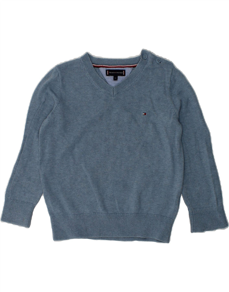 TOMMY HILFIGER Baby Boys V-Neck Jumper Sweater 18-24 Months Blue | Vintage Tommy Hilfiger | Thrift | Second-Hand Tommy Hilfiger | Used Clothing | Messina Hembry 