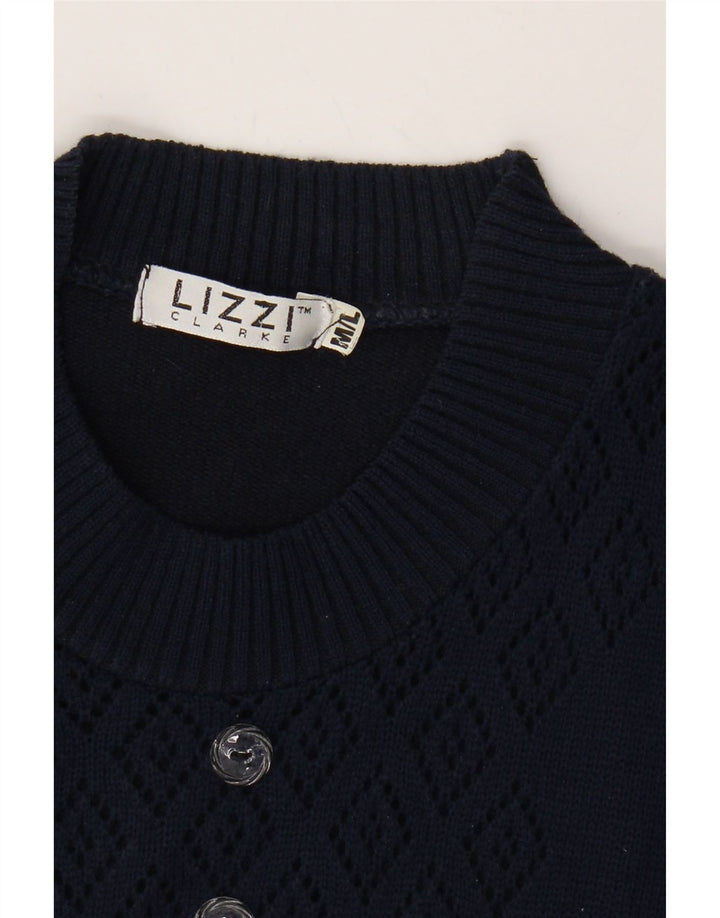 LIZZI CLARKE Womens Crew Neck Jumper Sweater UK 14 Medium Navy Blue Vintage Lizzi Clarke and Second-Hand Lizzi Clarke from Messina Hembry 