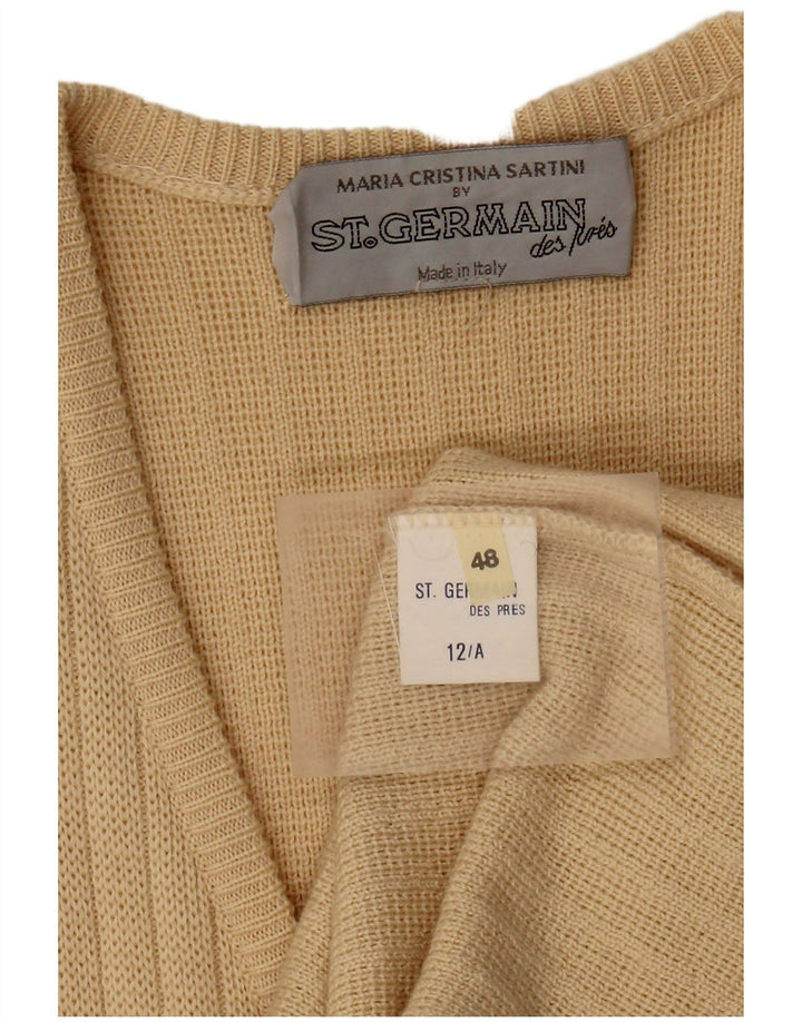 St. Germain Womens Graphic Longline Cardigan Sweater IT 48 XL Beige Wool