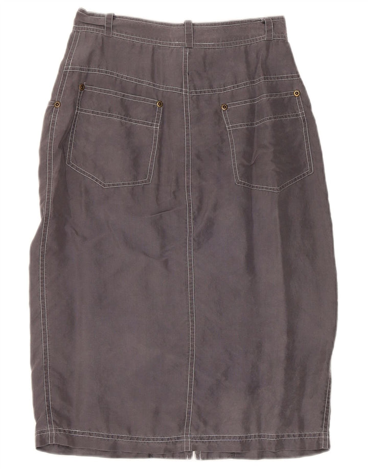 Vintage Womens Midi Skirt Small W24 Grey Silk