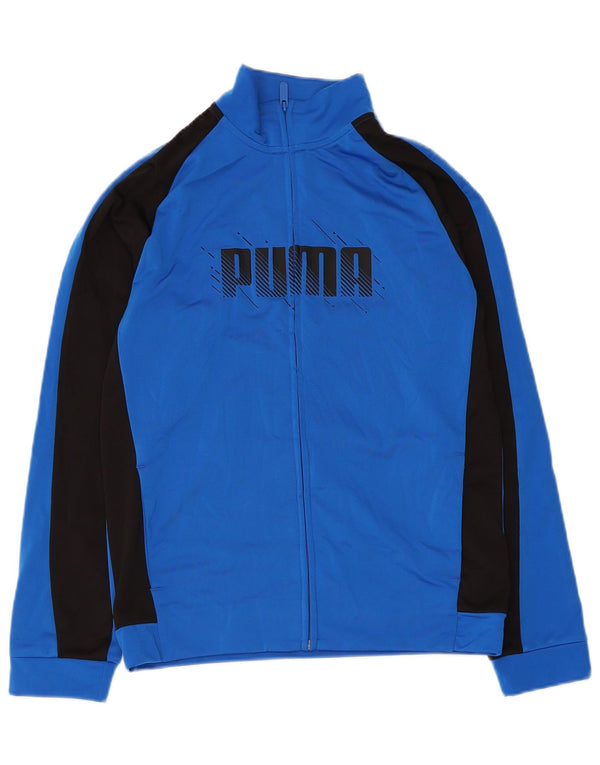 Puma Boys Graphic Tracksuit Top Jacket 13-14 Years Blue Colourblock