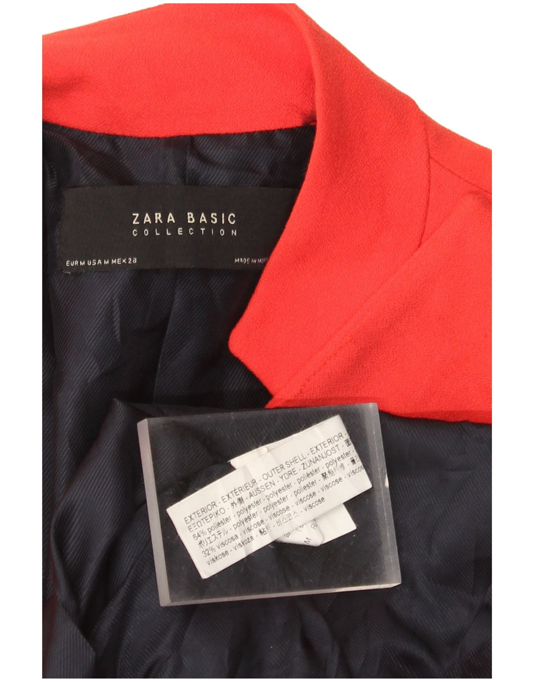 ZARA Womens Longline Blazer Jacket UK 12 Medium Red Polyester