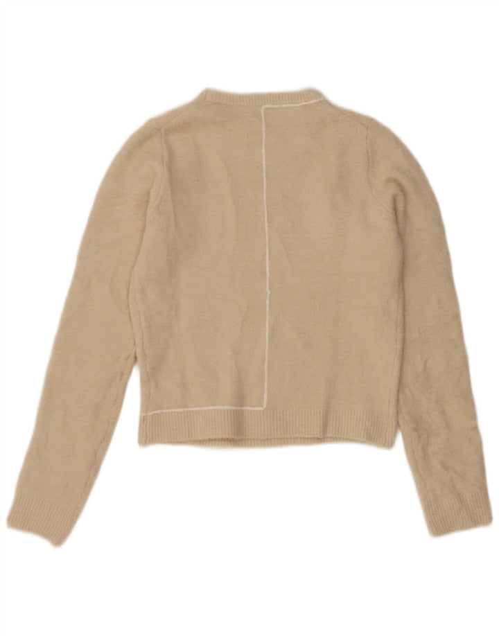 Zara Womens Crew Neck Jumper Sweater UK 10 Small Beige