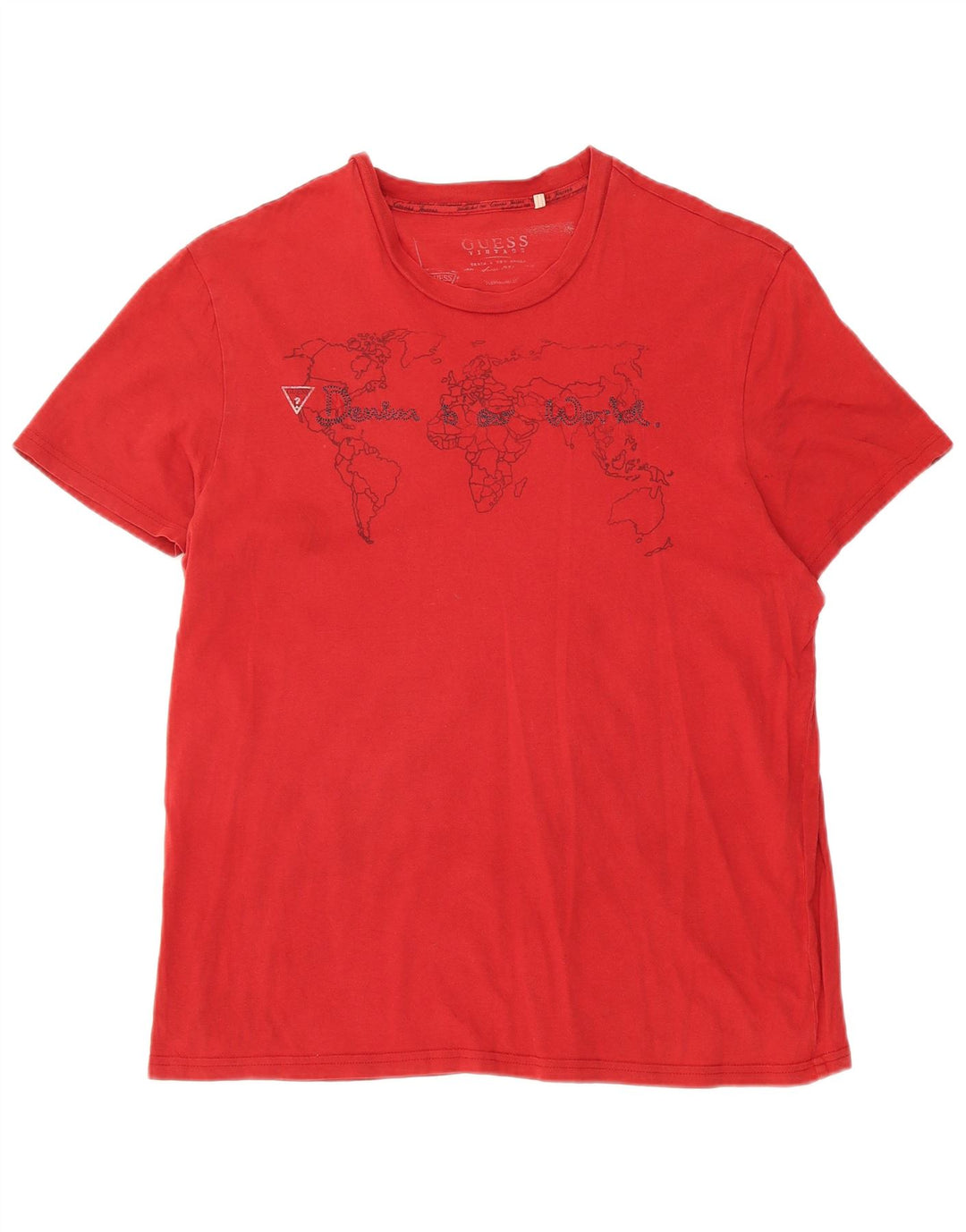 Guess Womens Graphic T-Shirt Top UK 18 XL Red
