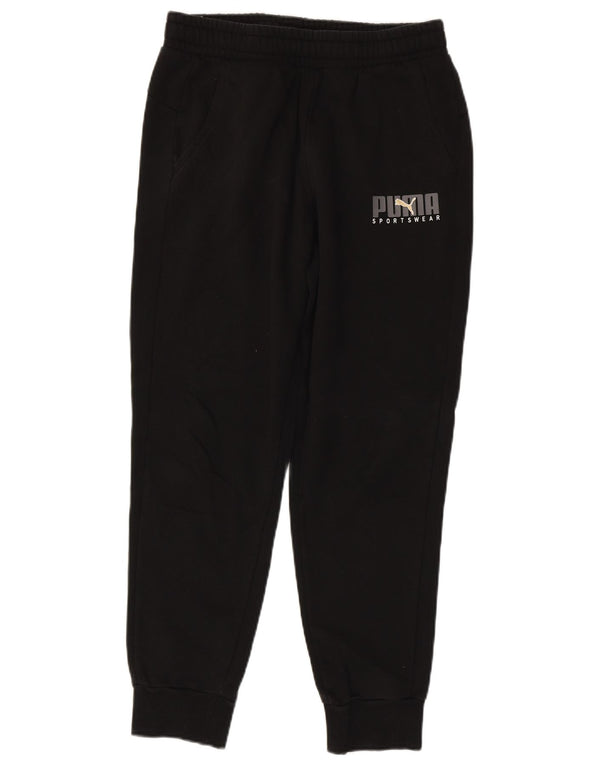 PUMA Mens Graphic Tracksuit Trousers Joggers Medium  Black Cotton