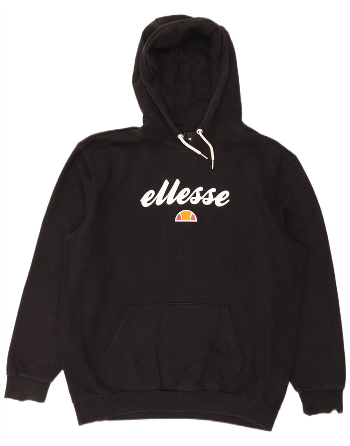 Ellesse Mens Graphic Hoodie Jumper Large Black Cotton
