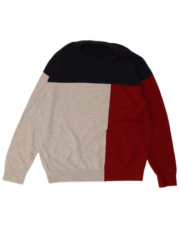 TOMMY HILFIGER Mens Crew Neck Jumper Sweater XL Multicoloured Colourblock