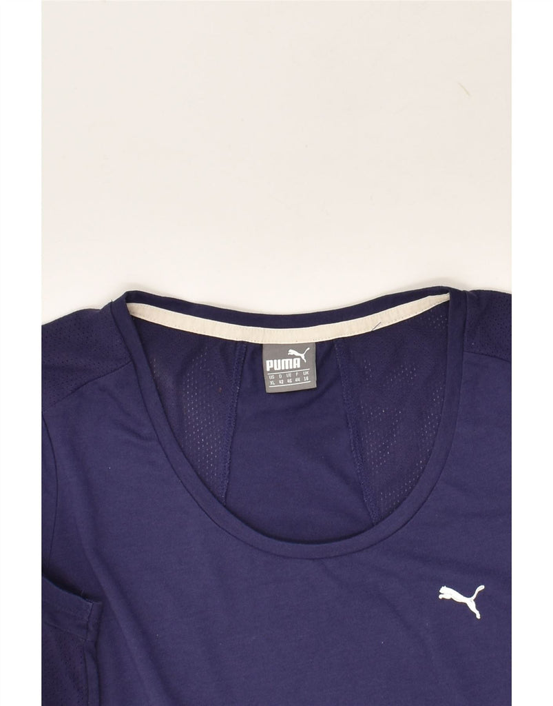 PUMA Womens Blouse Top UK 16 Large Navy Blue Cotton | Vintage Puma | Thrift | Second-Hand Puma | Used Clothing | Messina Hembry 