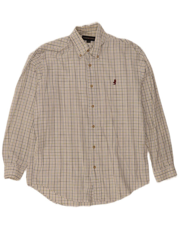 Marlboro Classics Mens Shirt Medium White Check Cotton