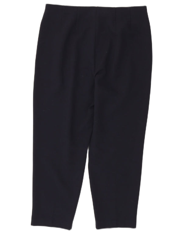Marks & Spencer Womens Cropped Trousers UK 12 Medium W32 L23 Navy Blue
