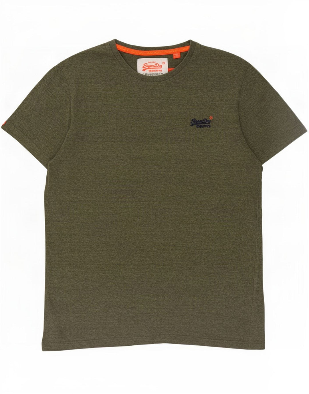Superdry Mens T-Shirt Top Large Khaki Flecked Cotton