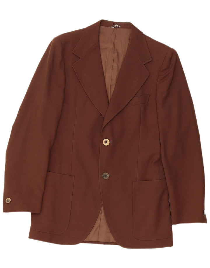 Vintage Mens 2 Button Blazer Jacket UK 36 Small Brown Virgin Wool