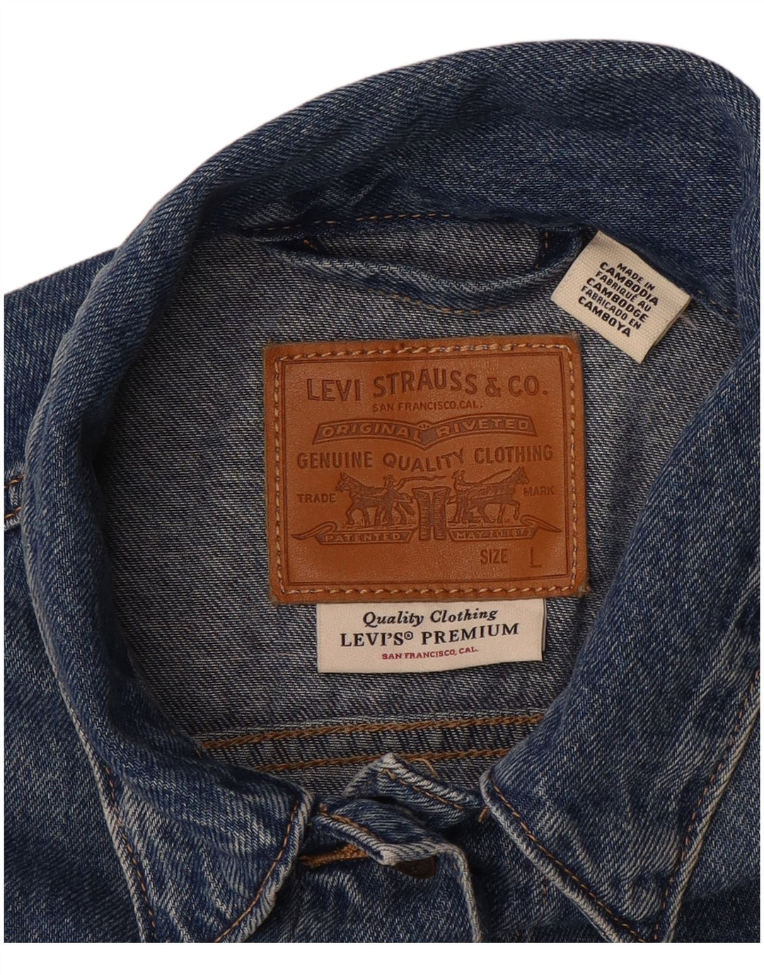LEVI'S Womens Crop Denim Jacket UK 16 Large Blue