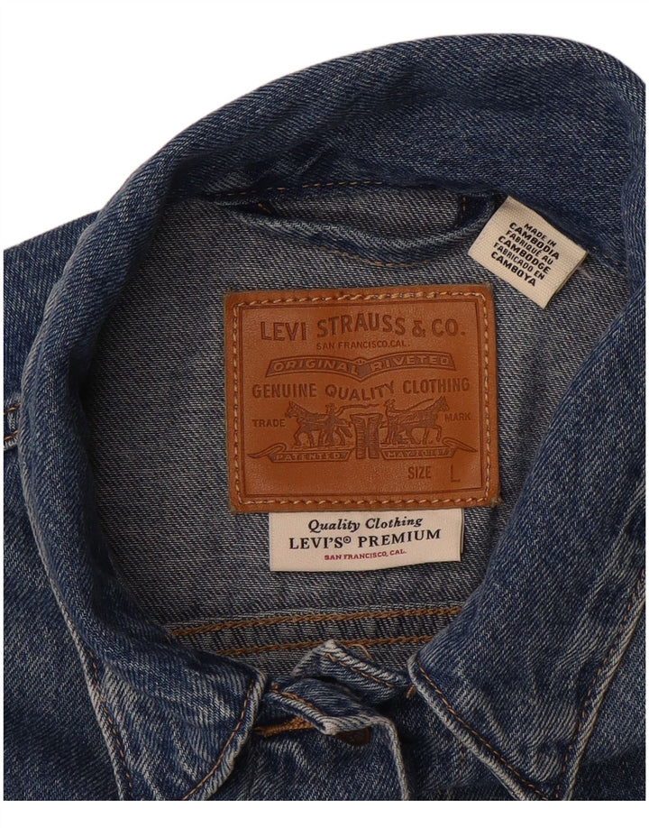 LEVI'S Womens Crop Denim Jacket UK 16 Large Blue