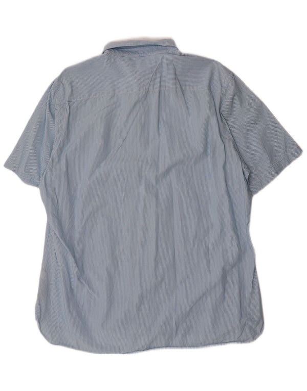 Tommy Hilfiger Mens Short Sleeve Custom Fit Shirt XL Blue Striped Cotton