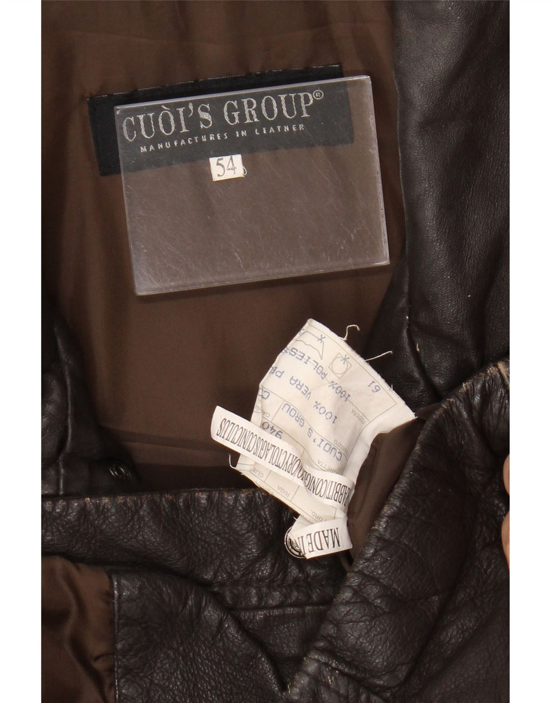 Vintage Mens Leather Jacket IT 54 2XL Brown Leather