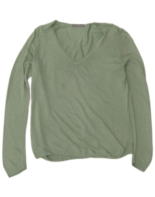 Marks & Spencer Womens V-Neck Jumper Sweater UK 12 Medium Green