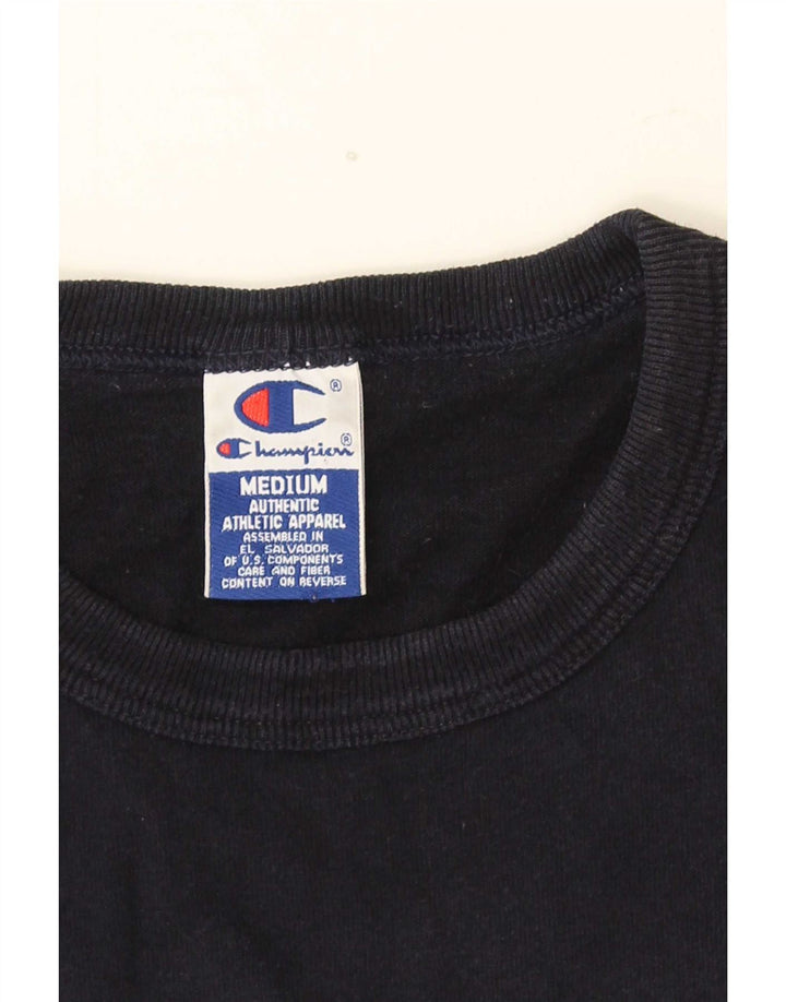 Champion Mens Graphic T-Shirt Top Medium Navy Blue Cotton
