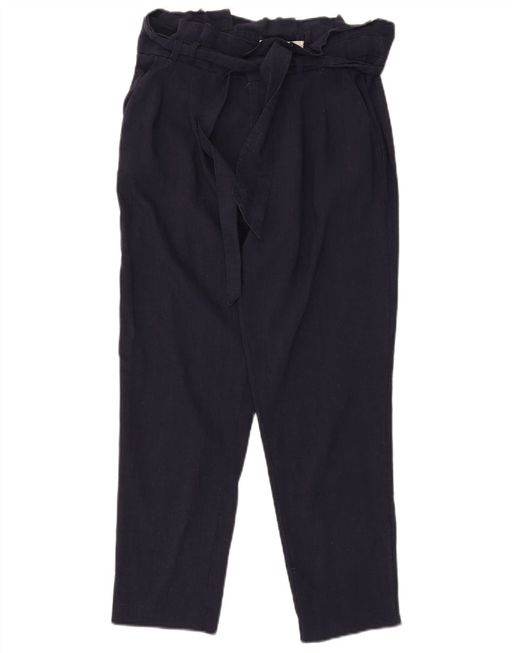 Zara Womens Pegged Chino Trousers Small W26 L25 Navy Blue