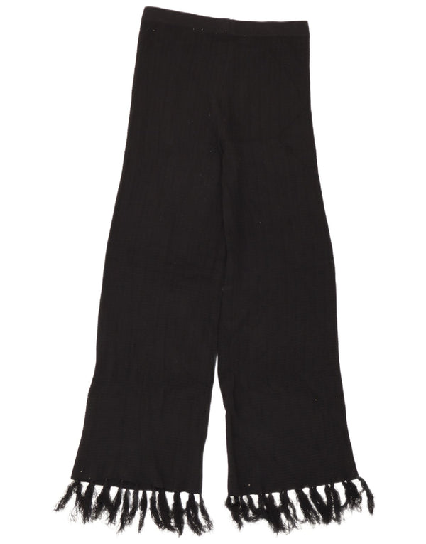 Zara Womens Knit Wide Leg Trousers Large W32 L31 Black Viscose