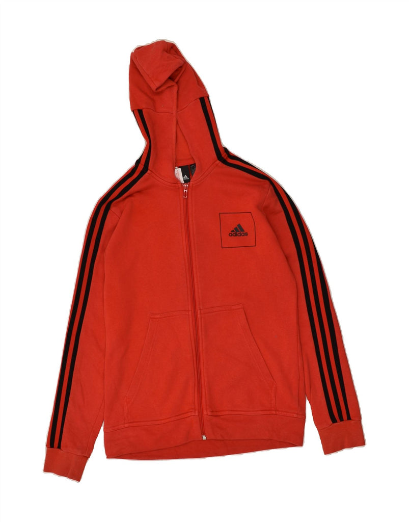 ADIDAS Boys Zip Hoodie Sweater 13-14 Years Large Red Cotton | Vintage Adidas | Thrift | Second-Hand Adidas | Used Clothing | Messina Hembry 