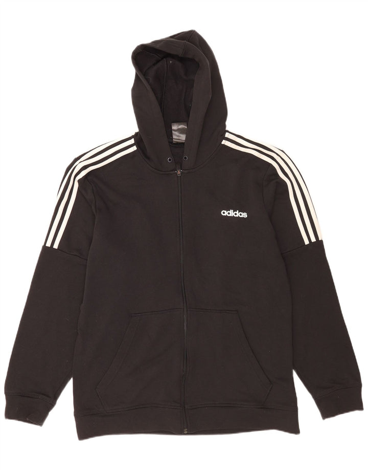 Adidas Mens Zip Hoodie Sweater XL Black Polyester