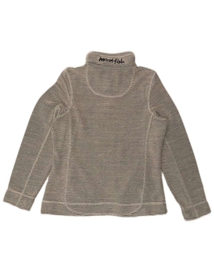 WEIRD FISH Womens Zip Neck Sweatshirt Jumper UK 12 Medium Grey Acrylic
