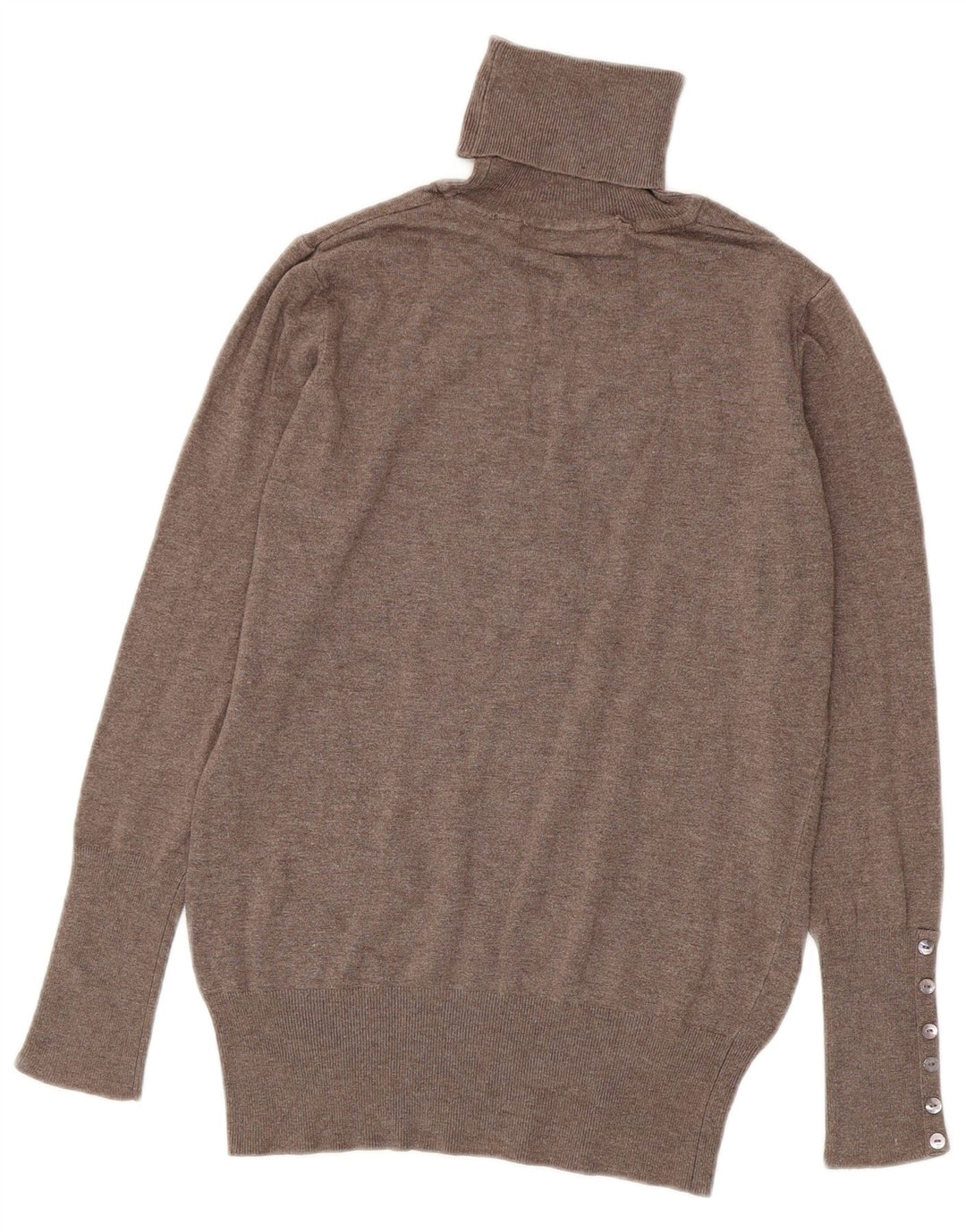 Zara Womens Roll Neck Jumper Sweater UK 14 Large Brown Rayon