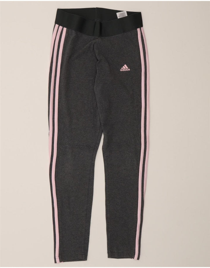 Adidas Womens Leggings UK 8/10 Small Grey Cotton