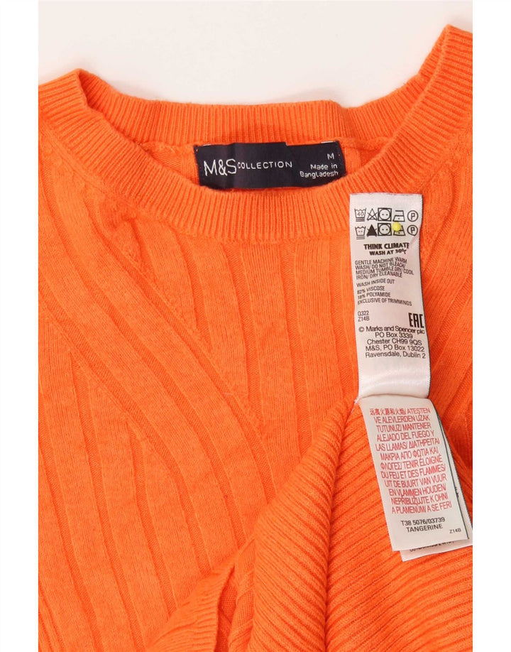 Marks & Spencer Womens Crew Neck Jumper Sweater UK 12 Medium Orange