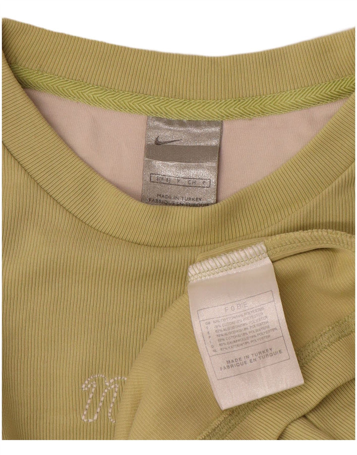 Nike Womens Graphic Top Long Sleeve US 4/6 Small Green Cotton