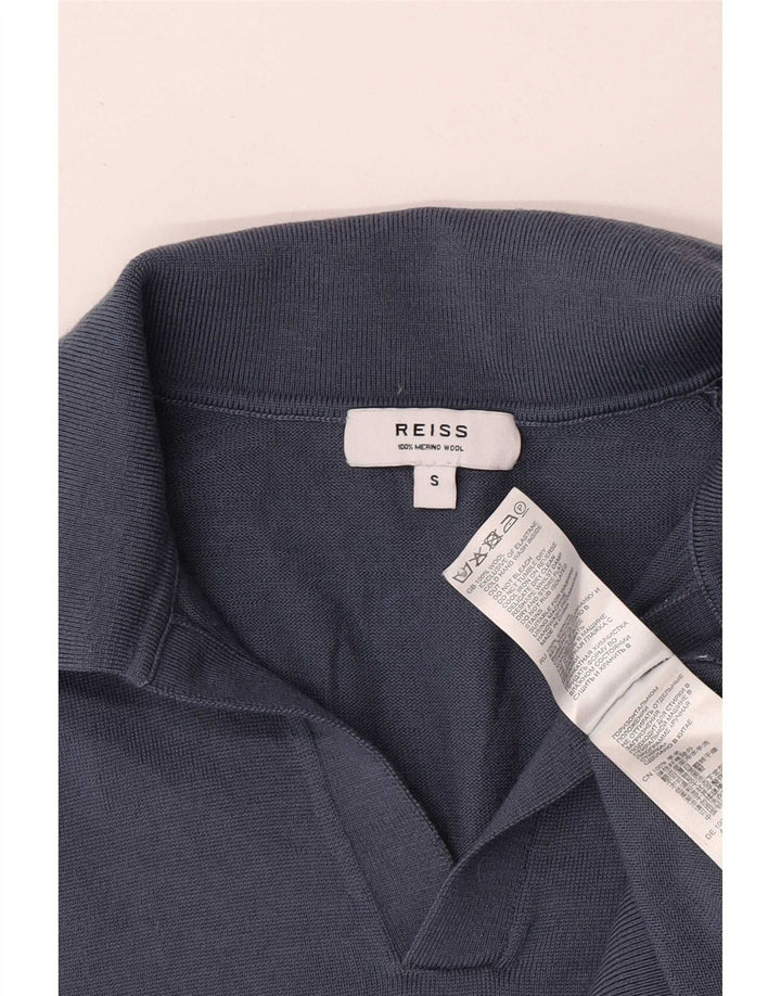 Reiss Mens Polo Shirt Small Blue Wool