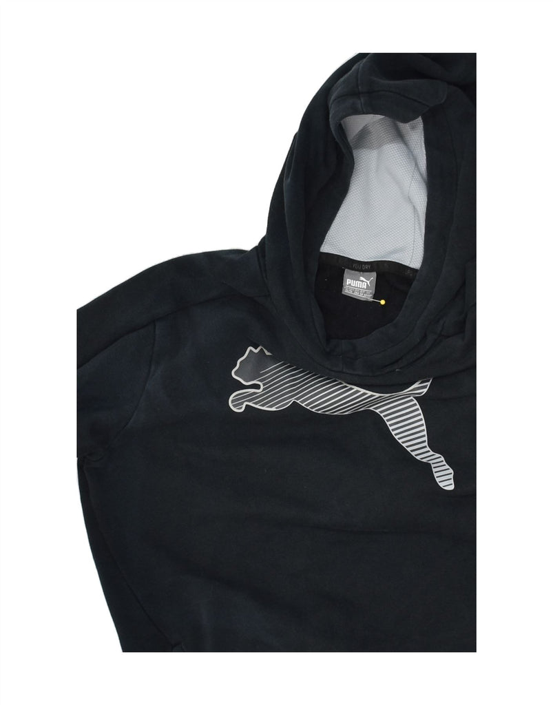 PUMA Boys Graphic Hoodie Jumper 13-14 Years Black | Vintage Puma | Thrift | Second-Hand Puma | Used Clothing | Messina Hembry 