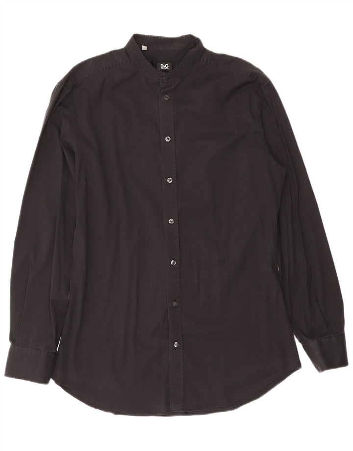 Dolce & Gabbana Mens Slim Shirt Size 43 Large Black Cotton