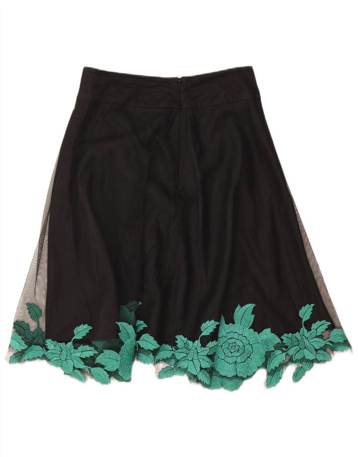 Coast Womens A-Line Skirt W26 Smalll Black Floral Polyester