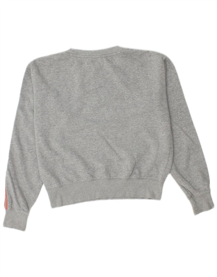 Champion Womens Crop Oversized Sweatshirt Jumper UK 10 Small Grey Flecked