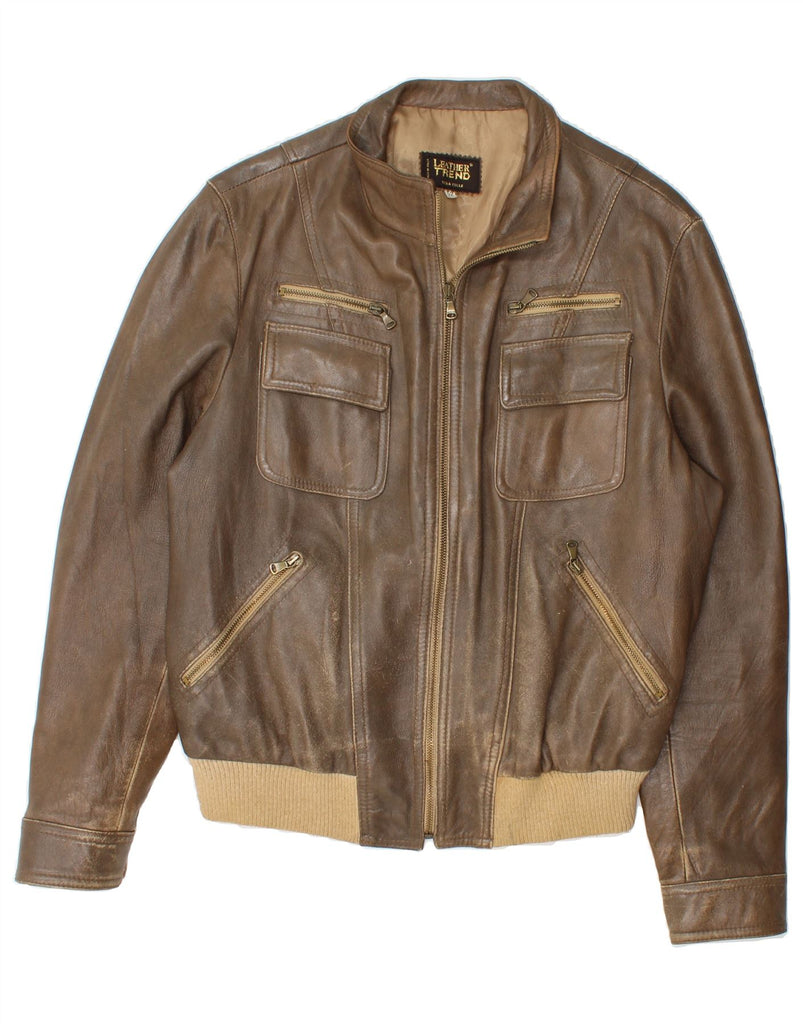 TREND Mens Leather Jacket IT 52 XL Brown Leather Vintage Trend and Second-Hand Trend from Messina Hembry 