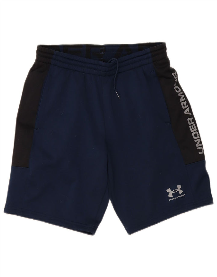 UNDER ARMOUR Boys Graphic Sport Shorts 11-12 Years Large Blue Colourblock