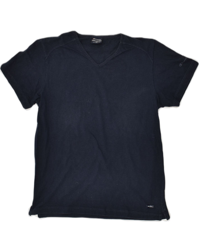 CHAMPION Mens T-Shirt Top Medium Navy Blue Cotton | Vintage Champion | Thrift | Second-Hand Champion | Used Clothing | Messina Hembry 