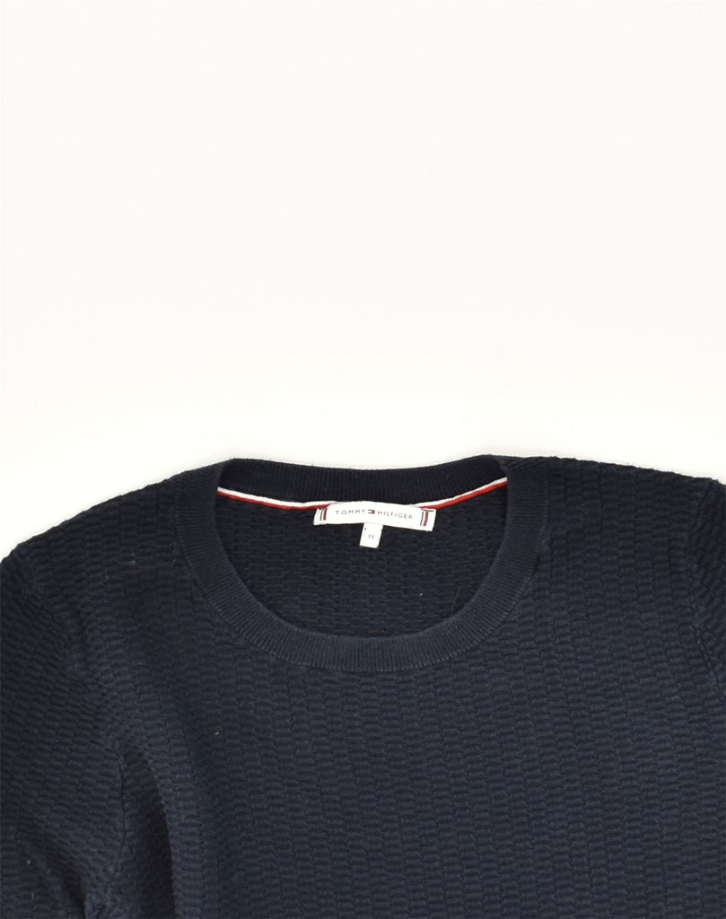 TOMMY HILFIGER Womens Crew Neck Jumper Sweater UK 12 Medium Navy Blue | Vintage Tommy Hilfiger | Thrift | Second-Hand Tommy Hilfiger | Used Clothing | Messina Hembry 