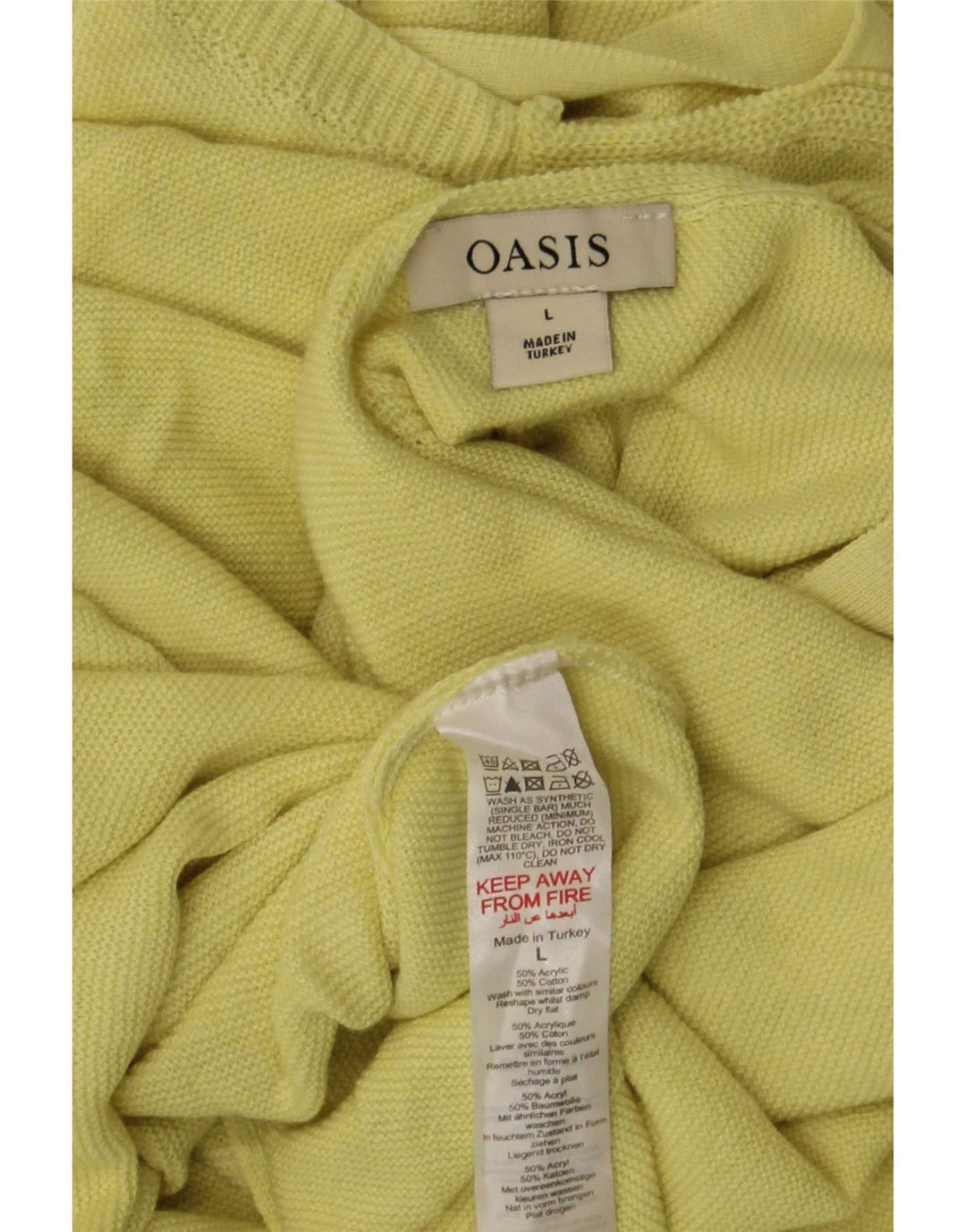 Oasis Womens Oversized Blouse Top UK 16 Large Yellow Acrylic